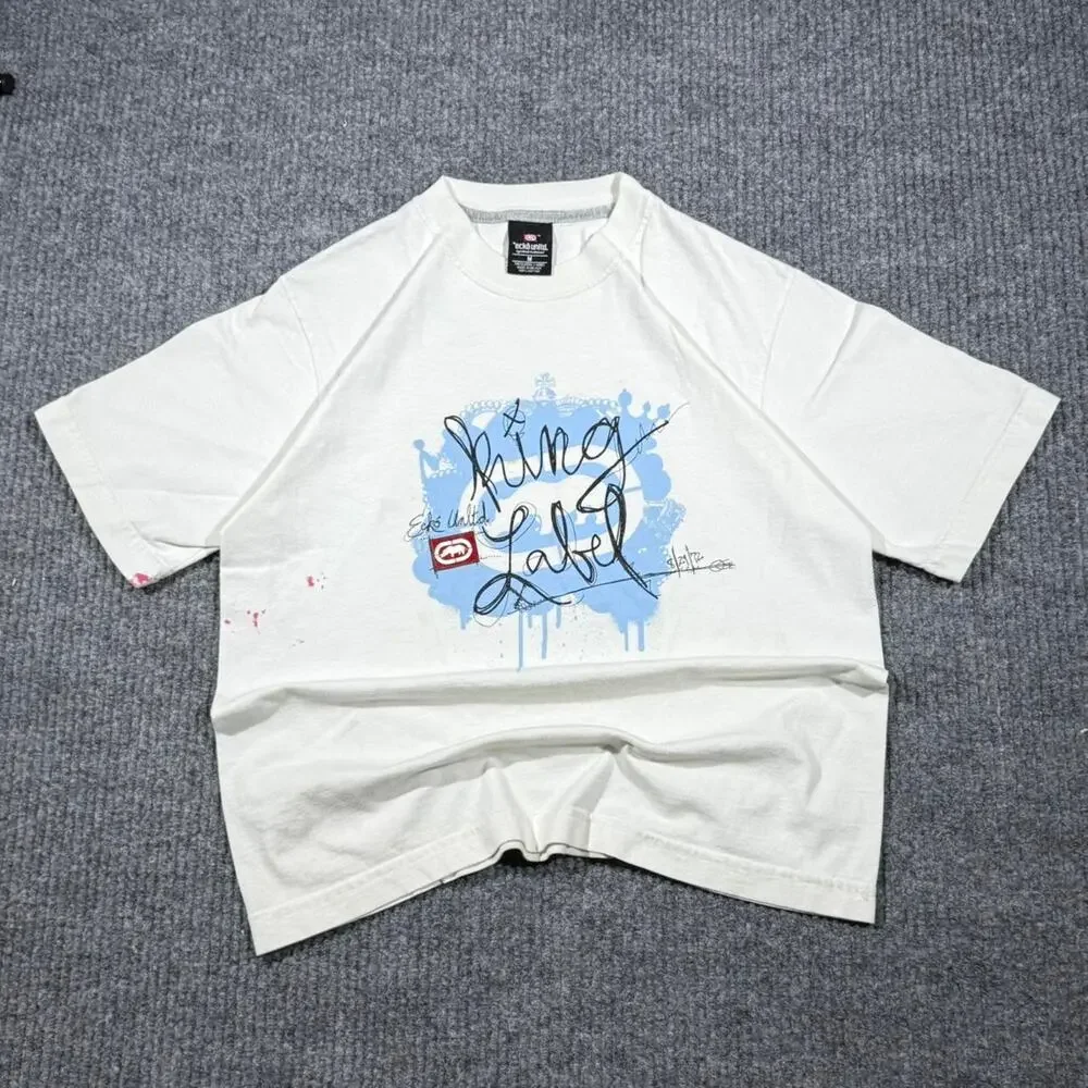Ecko Unltd‎ T-Shirt Youth Medium White Grunge Baggy Hip-Hop Skater 2000s